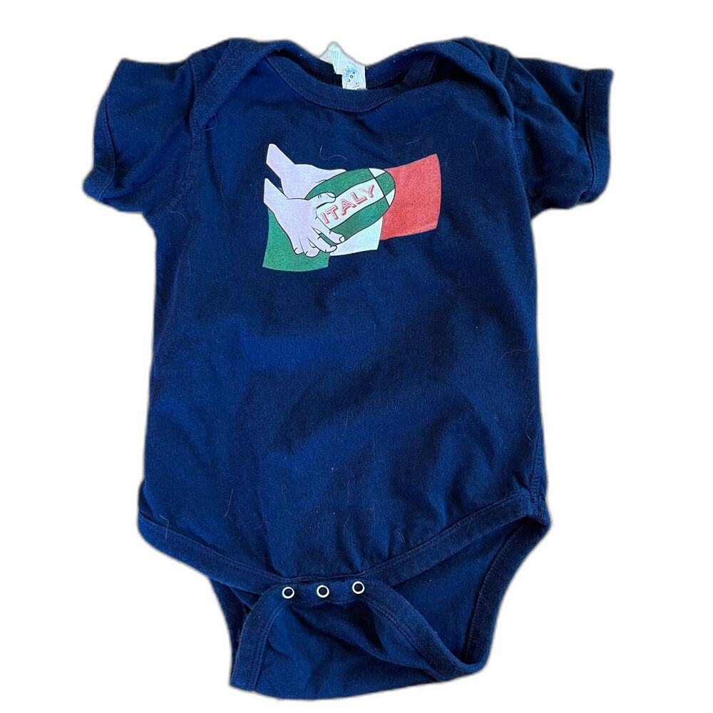 Rabbit Skins Baby Boys Navy Blue Italy Football Graphic 18 Mos Cotton Bodysuit